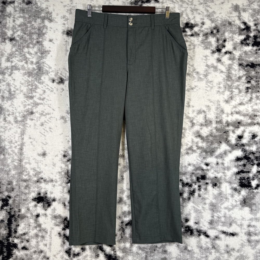 Democracy Absolution Pants Womens Size 14 Green Wide Leg Stretch Double‎ Button
